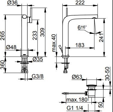 Смеситель для раковины Keuco Edition 400 51502030002 Смеситель для раковины Keuco Edition 400 51502030002