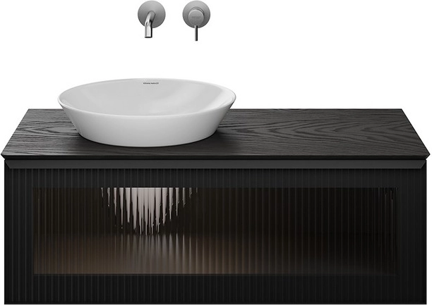 Тумба под раковину Kerama Marazzi Iconico IC.100.1\BLK подвесная 100 с рифленым стеклом, черная — Изображение 5