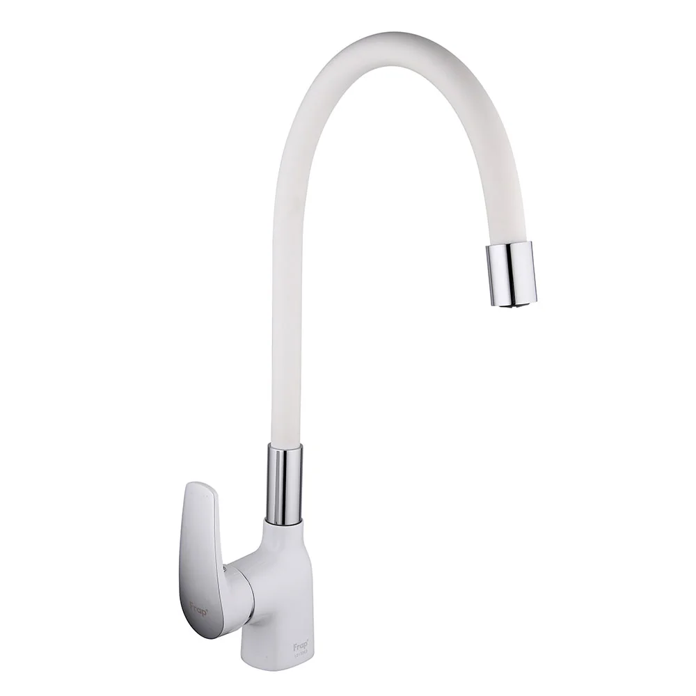 Смеситель для кухни FRAP F4453-03 с гибким изливом, белый — Изображение 1