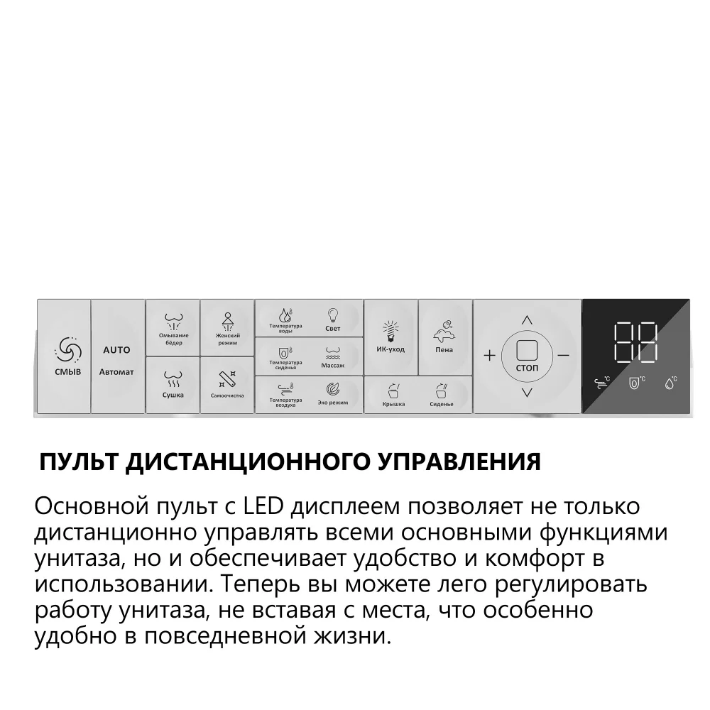 Унитаз SMART ABBER Bequem AC1123SR с функцией биде, подвесной, белый, с голосовым управлением — Изображение 13