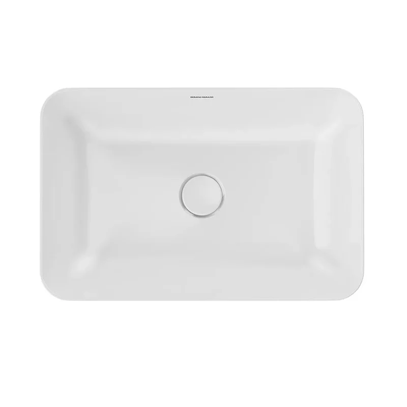 Раковина Kerama Marazzi Plaza PLR.wb.55q накладная 55, прямоугольная, белая глянцевая — Изображение 4