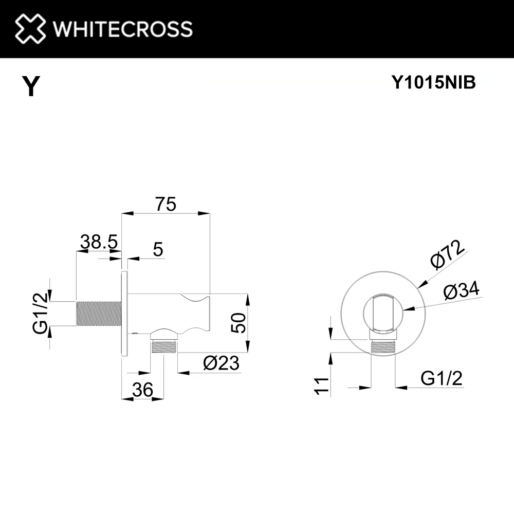 Шланговое подключение WHITECROSS Y1015NIB с держателем лейки брашированный никель — Изображение 2