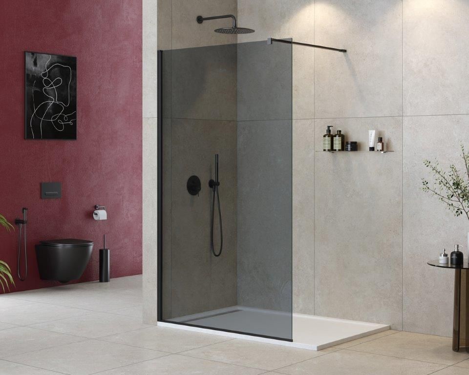 Душевая перегородка CEZARES LIBERTA-L-1-120-120-GR-NERO 120см стекло тонированное (графит), профиль черный Душевая перегородка CEZARES LIBERTA-L-1-120-120-GR-NERO 120см стекло тонированное (графит), профиль черный