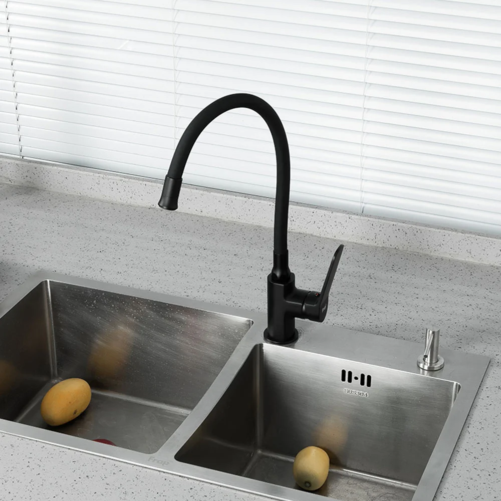 Смеситель для кухни FRAP F4462 с гибким изливом, черный — Изображение 4