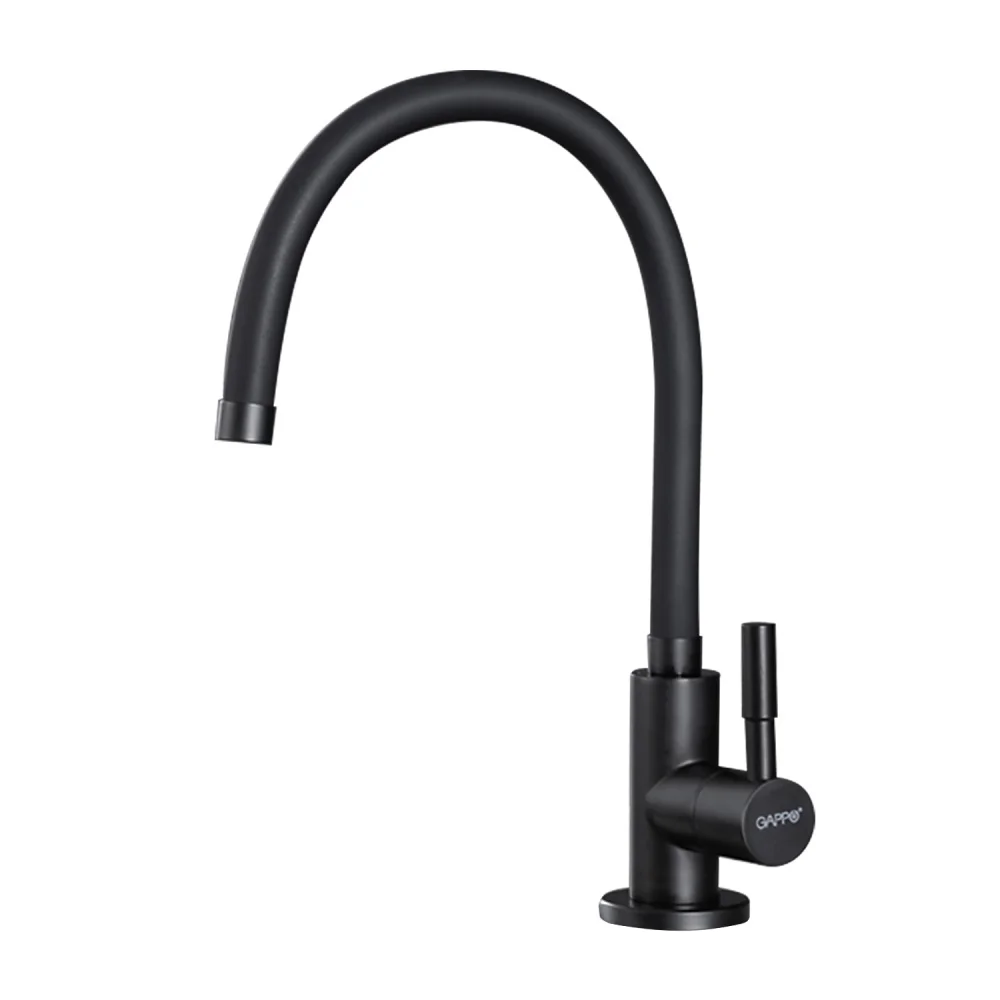 Смеситель для кухни GAPPO G1052-96 с гибким изливом, черный — Изображение 1
