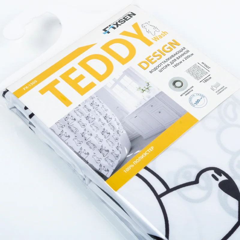 Штора для ванны FIXSEN TEDDY FX-1505 белый/черный — Изображение 6