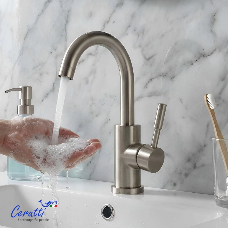Смеситель для раковины Ceruttispa CELSO BN CT12096 из нержавеющей стали, матовый никель — Изображение 4