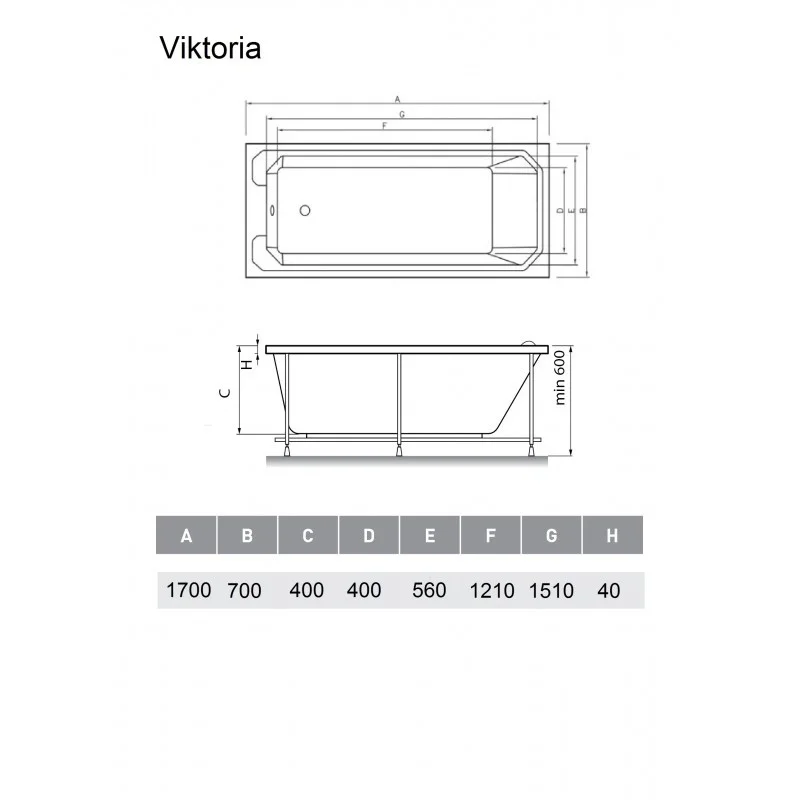 Акриловая ванна Relisan Viktoria Гл000026566 170х70 — Изображение 2
