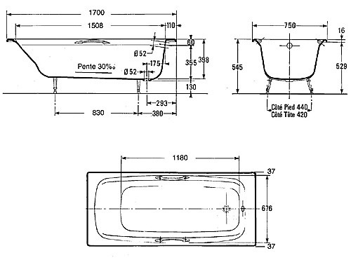 Ванна чугунная Jacob Delafon Soissons 160x70 E2931-00 Ванна чугунная Jacob Delafon Soissons 160x70 E2931-00
