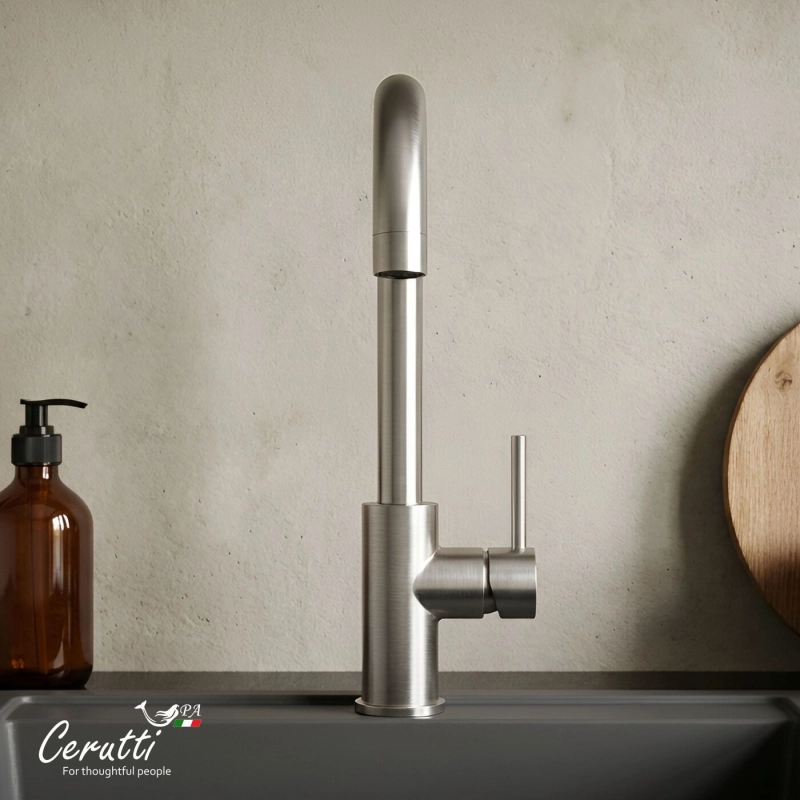 Смеситель для кухни Ceruttispa DUILIO BN CT10102 из нержавеющей стали, матовый никель — Изображение 5