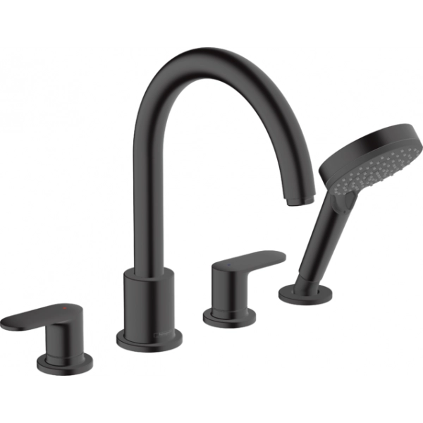 Смеситель на борт ванны Hansgrohe Vernis Blend на 4 отверстия 71456670, матовый черный Смеситель на борт ванны Hansgrohe Vernis Blend на 4 отверстия 71456670, матовый черный
