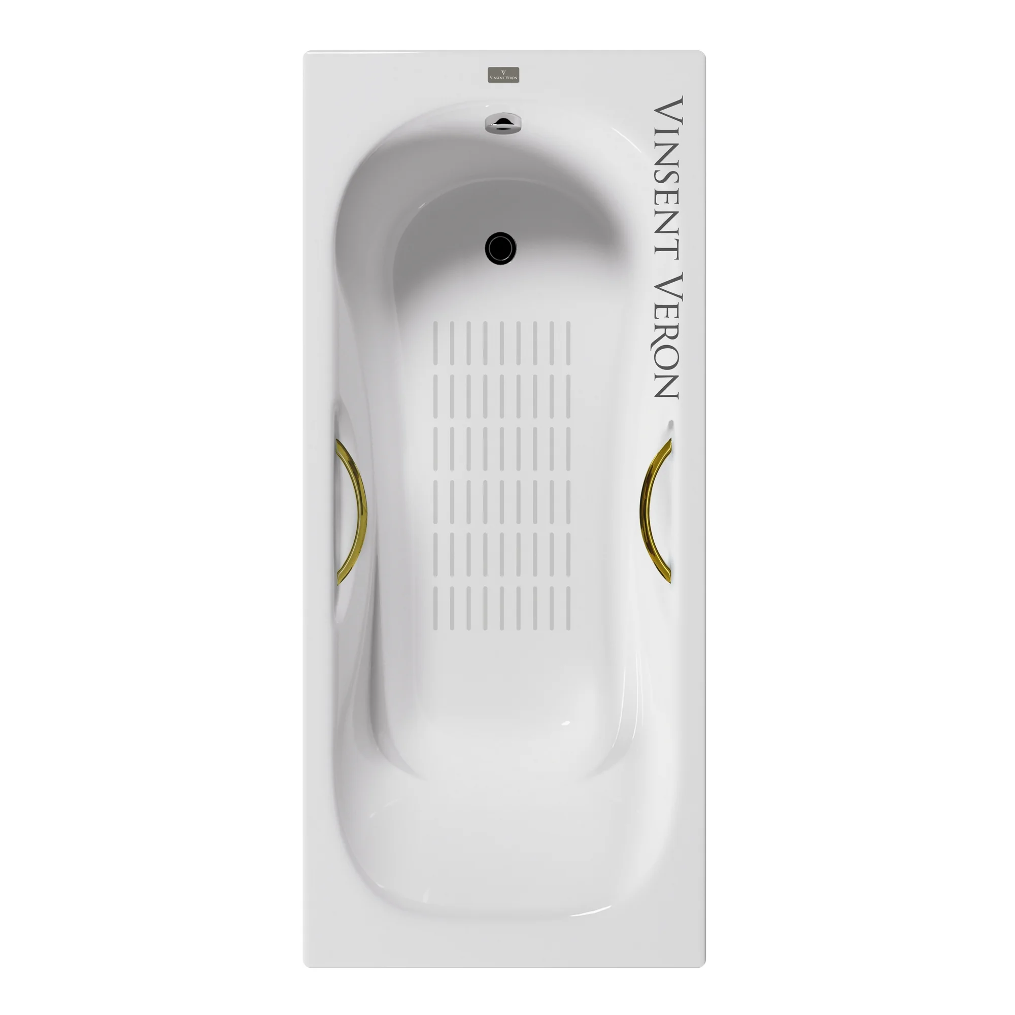 Ванна чугунная Vinsent Veron Aura 170x75x42 VAU1707542H/VH0015GD-AS с золотыми ручками и антискользящим покрытием Ванна чугунная Vinsent Veron Aura 170x75x42 VAU1707542H/VH0015GD-AS с золотыми ручками и антискользящим покрытием
