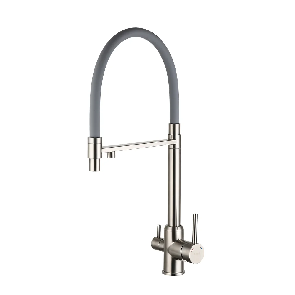 Смеситель для кухни GAPPO G4399-5 с гибким изливом и подключением фильтра, сатин — Изображение 1