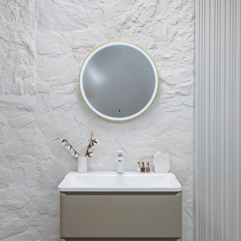 Зеркало Silver Mirrors Deluna LED-00003148 D600 алюминиевый профиль золото бесконтактный сенсор — Изображение 1
