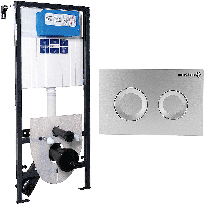 Инсталляция для унитаза BETTOSERB SAVA FIX SLIM SET40006469 с клавишей смыва COOL хром Инсталляция для унитаза BETTOSERB SAVA FIX SLIM SET40006469 с клавишей смыва COOL хром
