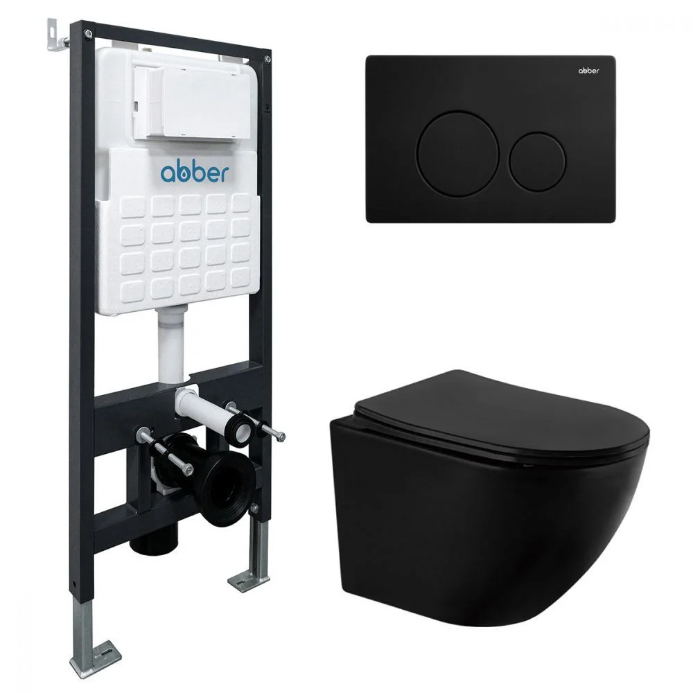 Комплект унитаза ABBER Bequem AC1100MB черный матовый с инсталляцией AC0105 и кнопкой AC0121MB черная матовая AC1100MB-AC0105-AC0121MB Комплект унитаза ABBER Bequem AC1100MB черный матовый с инсталляцией AC0105 и кнопкой AC0121MB черная матовая AC1100MB-AC0105-AC0121MB