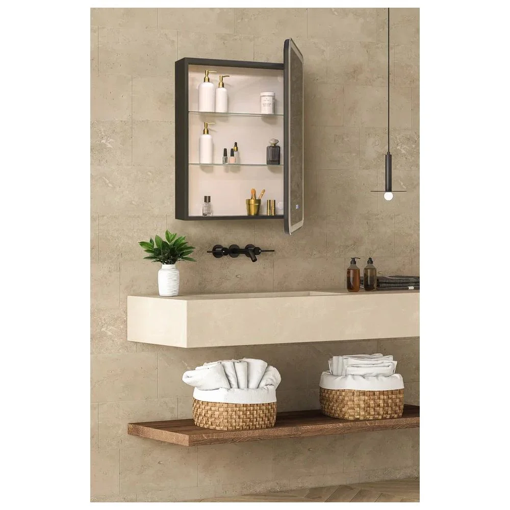 Зеркальный шкаф Silver Mirrors Фиджи-Антрацит 60 LED-00003043 правый часы подогрев сенсорный выключатель — Изображение 12