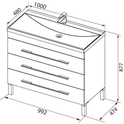Тумба с раковиной Aquanet Верона 100 белый (напольная 3 ящика) 00287663 Тумба с раковиной Aquanet Верона 100 белый (напольная 3 ящика) 00287663