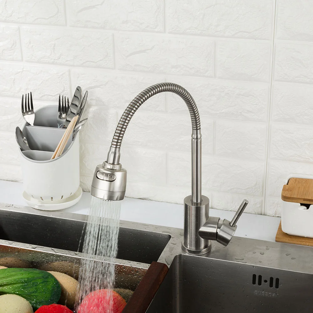 Смеситель для кухни FRAP F44899-1 с гибким изливом, сатин — Изображение 4