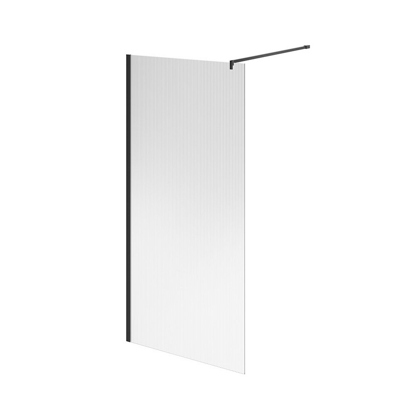 Душевая перегородка Kerama Marazzi Cristallo CT.100.WI.BLK.M с рифленым стеклом, 100х210, матовый черный — Изображение 1