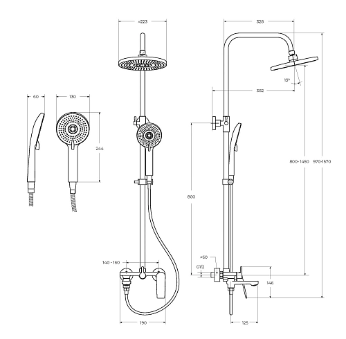 Душевая система CEZARES COMFORT-CVD-01 хром Душевая система CEZARES COMFORT-CVD-01 хром