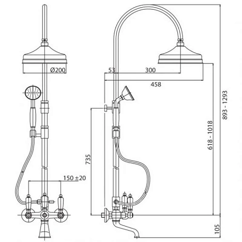 Душевая система Cezares Golf (GOLF-CVF-01-Bi) хром Душевая система Cezares Golf (GOLF-CVF-01-Bi) хром