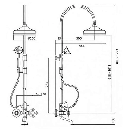 Душевая система CEZARES NOSTALGIA-CVF2-01-M Душевая система CEZARES NOSTALGIA-CVF2-01-M