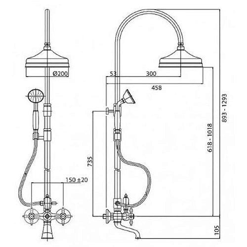 Душевая система CEZARES NOSTALGIA-CVF2-02-Bi Душевая система CEZARES NOSTALGIA-CVF2-02-Bi