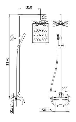 Душевая система CEZARES PORTA-CD-SS sunset Душевая система CEZARES PORTA-CD-SS sunset