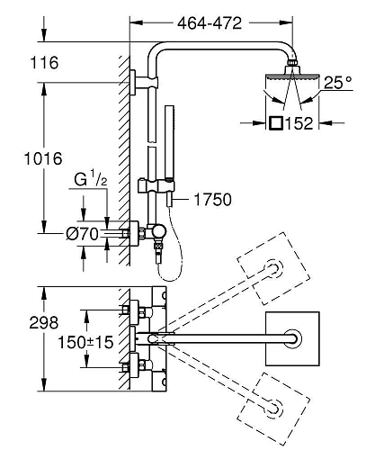 Душевая система GROHE Euphoria Cube (27932000) с термостатом, хром Душевая система GROHE Euphoria Cube (27932000) с термостатом, хром