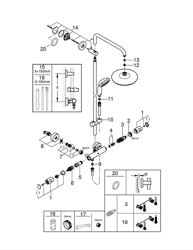 Душевая система GROHE Vitalio Start System 210 с термостатическим смесителем, хром (26538000) Душевая система GROHE Vitalio Start System 210 с термостатическим смесителем, хром (26538000)