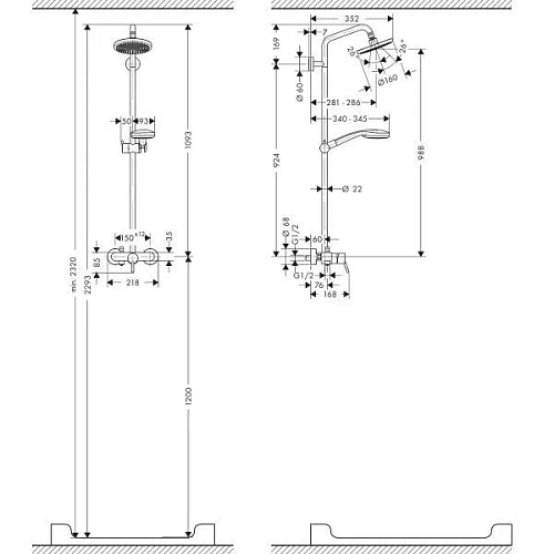 Душевая система hansgrohe Croma 100 27154000 Душевая система hansgrohe Croma 100 27154000