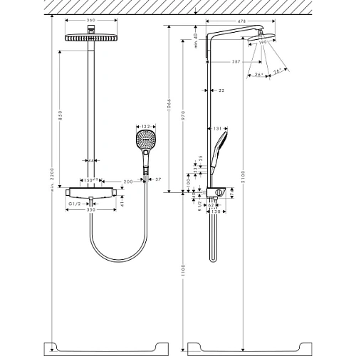 Душевая система hansgrohe Raindance Select E 360 Showerpipe с термостатом, белый/хром 27112400 Душевая система hansgrohe Raindance Select E 360 Showerpipe с термостатом, белый/хром 27112400