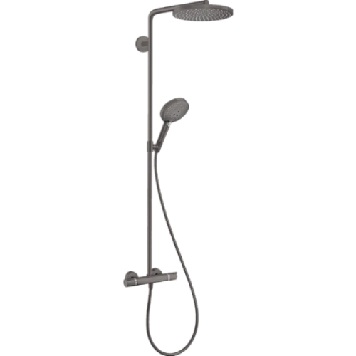 Душевая система Hansgrohe Showerpipe 240 1jet PowderRain 27633340, черный хром с термостатом Душевая система Hansgrohe Showerpipe 240 1jet PowderRain 27633340, черный хром с термостатом