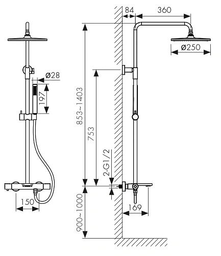Душевая система Kaiser Serio 05382-4 с термостатом белый матовый Душевая система Kaiser Serio 05382-4 с термостатом белый матовый