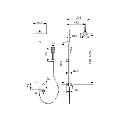 Душевая система Kaiser Strike 09182-2 черный матовый Душевая система Kaiser Strike 09182-2 черный матовый