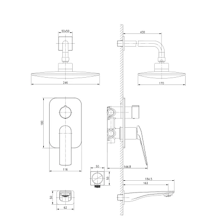 Душевая система Lemark Allegro LM5922CW встраиваемая, хром/белый Душевая система Lemark Allegro LM5922CW встраиваемая, хром/белый