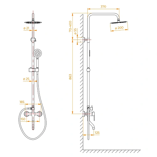 Душевая система RGW Shower Panels SP-24S сатин Душевая система RGW Shower Panels SP-24S сатин
