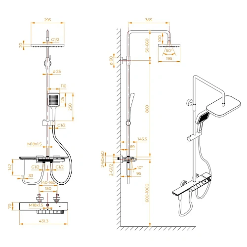 Душевая система RGW SP-35B 51140135-04 Душевая система RGW SP-35B 51140135-04