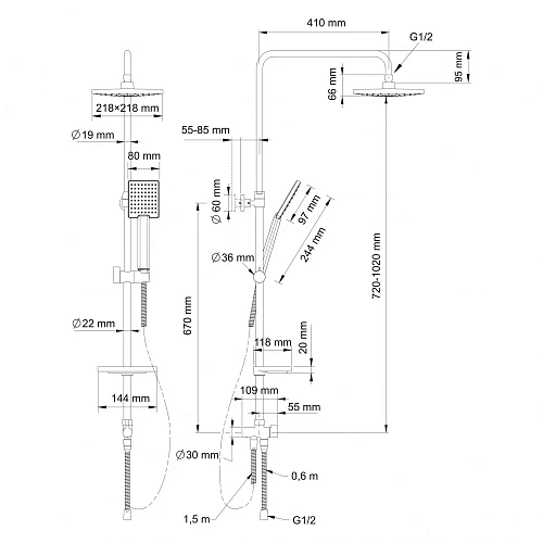 Душевая система Swedbe Calypso 5065 Душевая система Swedbe Calypso 5065