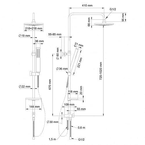 Душевая система Swedbe Calypso 5067 Душевая система Swedbe Calypso 5067