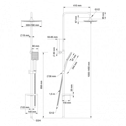 Душевая система Swedbe Calypso 5068 Душевая система Swedbe Calypso 5068