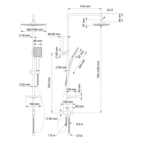 Душевая система Swedbe Calypso 5069 Душевая система Swedbe Calypso 5069