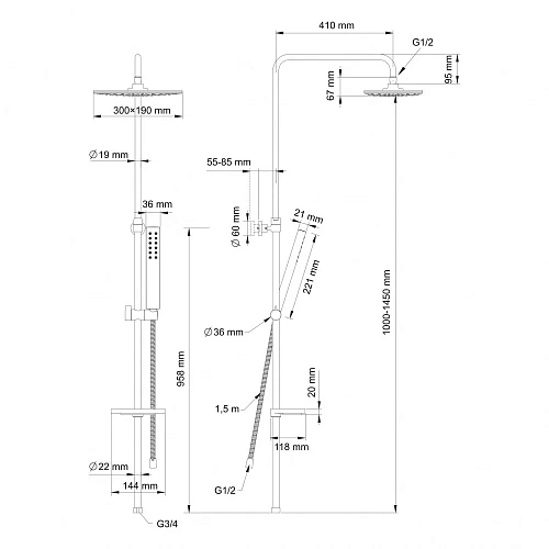 Душевая система Swedbe Calypso 5070 Душевая система Swedbe Calypso 5070