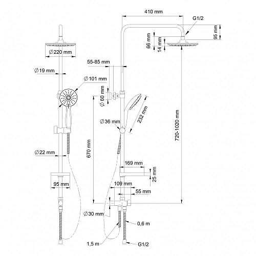 Душевая система Swedbe Calypso 5073 Душевая система Swedbe Calypso 5073