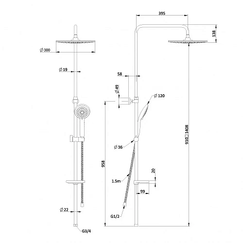 Душевая система Swedbe Hermes 5001 Душевая система Swedbe Hermes 5001