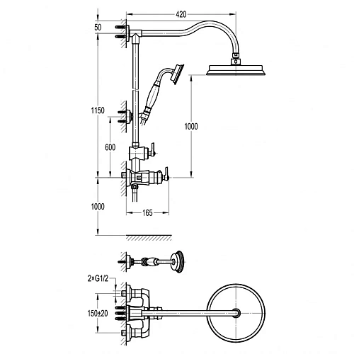 Душевая система Swedbe Terracotta Art 2512 с термостатическим смесителем Душевая система Swedbe Terracotta Art 2512 с термостатическим смесителем