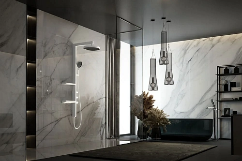 Душевая система Vincea Inspire VSFS-3I11W с изливом, 30см верх душ, белый Душевая система Vincea Inspire VSFS-3I11W с изливом, 30см верх душ, белый