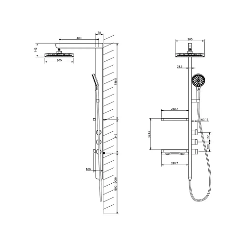 Душевая система Vincea Inspire VSFS-3I11W с изливом, 30см верх душ, белый Душевая система Vincea Inspire VSFS-3I11W с изливом, 30см верх душ, белый