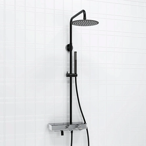 Душевая система WasserKRAFT A114.258.217.CB Thermo с термостатом черный Душевая система WasserKRAFT A114.258.217.CB Thermo с термостатом черный